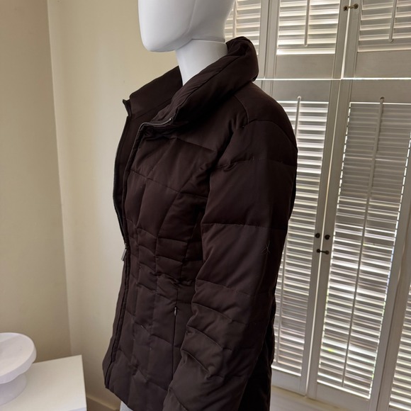 Calvin Klein Women's Chocolate Brown Down Puffer Jacket Faux Fur Lined Parka - Picture 4 of 8